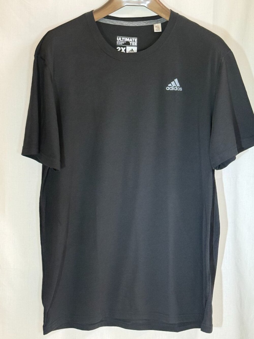 Adidas Ultimate Tee Moisture Wicking Men's Crew Neck T-Shirt - Black - 2XL